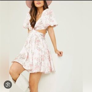 Altar'd State Floral Mini Dress - Pink and White